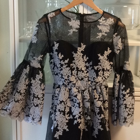 black and silver lace dress